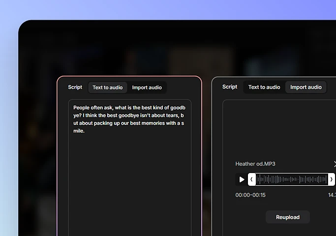 Add your script or voice audio